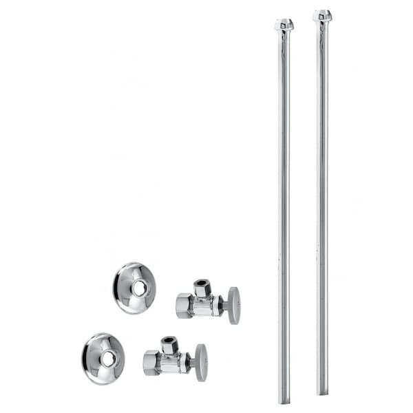 Westbrass Faucet Kit, 5/8" OD x 3/8" OD x 20" Bullnose in Polished Chrome D105KBN-26 - main